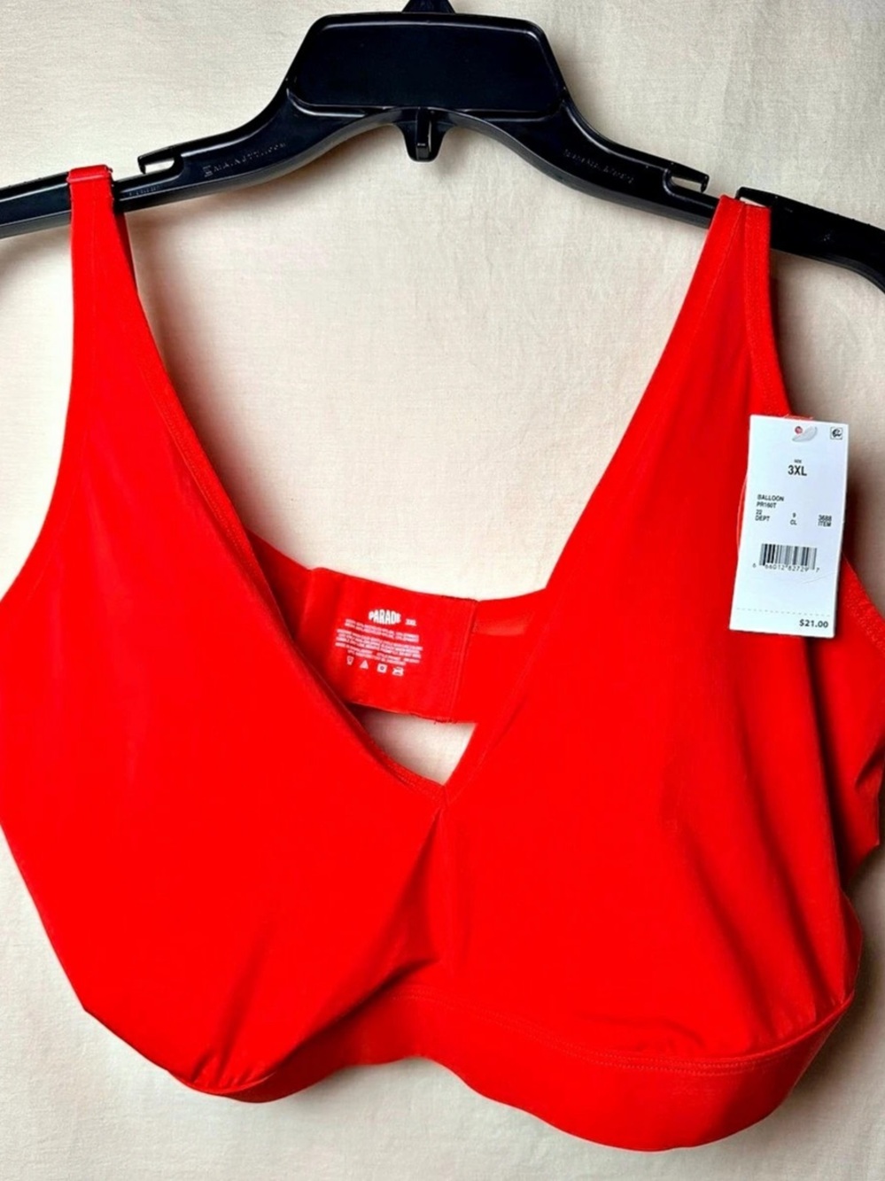 Parade Red Wireless Bra 3XL Adjustable Straps NWT $21